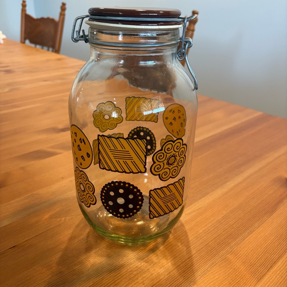 3L COOKIES Clear Canister Cookie Jar w/Sealed Canning Lid Large Vintage Carlton